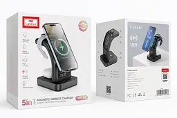 Бездротова зарядна станція Earldom ET-WC37 3 в 1 з LED годинником - мініатюра 10