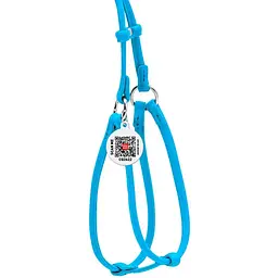 Шлея з повідцем для собак Waudog Glamour, шкіряна, кругла, з QR паспортом, 42-60х46-64х0,6/105 см, блакитний (34022) - мініатюра 2