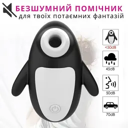 Вакуумний стимулятор клітора і сосків I’MCUM Magic Penguin Чорний (IM-KXY272) - мініатюра 7