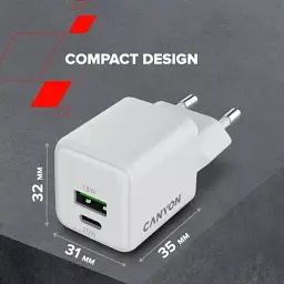 Зарядний пристрій Canyon CU20AC GaN 20W 1xPD 1xQC EU White (CNS-CUW20AC) - мініатюра 9
