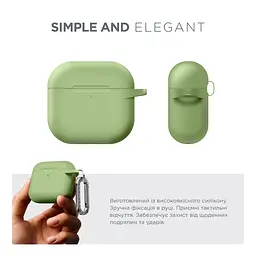 Силіконовий чохол для навушників Apple AirPods 4, Hang Case, зелений, ультратонкий захисний кейс товщиною 2 мм, захист від подряпин, пилу та ударів, компактний, з карабіном для кріплення, ArmorStandart (ARM81286) - мініатюра 2