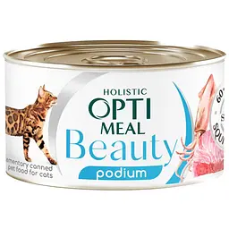 Вологий корм для котів Optimeal Beauty Podium Смугастий тунець в соусі з кільцями кальмарів 70 г (B2782201)