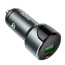 Автомобільний зарядний пристрій Hoco Z42 Light road dual port digital display PD 20W - мініатюра 2