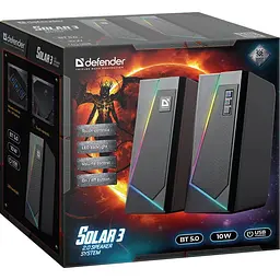 Акустична система 2.0 Defender Solar 3 10 Вт, BT/Light USB (65103)