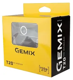 Веб-камера Gemix T20, Black, 1.3Mp, 1280x720/30 fps, мікрофон, USB 2.0, фіксований фокус, 1.5 м, багатофункціональний затискач (T20HD720P) - мініатюра 3