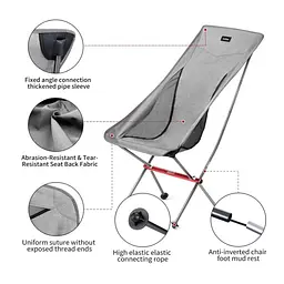 Складне крісло Naturehike YL06 Alu Folding Moon Chair NH18Y060-Z (Сірий) - мініатюра 2