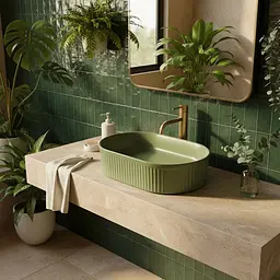 Умивальник Rea Vanda накладний 49x31 см pistachio matt REA-U3612 - мініатюра 4