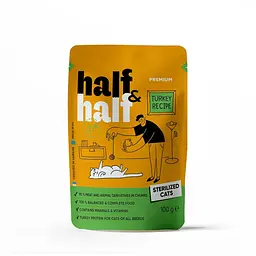 Корм вологий Half&Half для стерилізованих кішок, шматочки з індичкою в желе, 100 г павука (арт.20895)