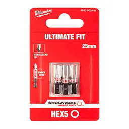 Біта SHOCKWAVE MILWAUKEE, Hex5,0, 25мм, (3шт) - мініатюра 2