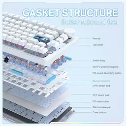Клавіатура Onikuma бездротова ігрова MT-706 Pro з RGB підсвіткою та 3 режимами підключення для ПК та ігор білий - мініатюра 6