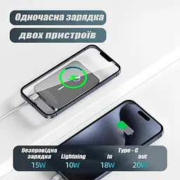 Повербанк MagSafe Powerbank C1 з бездротовою зарядкою для iPhone 10000 mAh - мініатюра 4