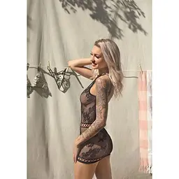 Міні-сукня Leg Avenue Strappy Lace mini dress Black One size - мініатюра 9