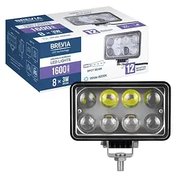 LED фара Brevia 10-30V 24W (8x3W) 1600Lm Spot Далеке світло Алюмінієвий корпус (BOL0803L) - мініатюра 3