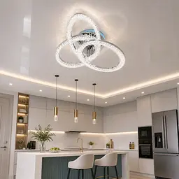 Сучасна стельова LED-люстра Diasha 5607/3L HR хром, кільця, 82W, 70 см, 13-20m2 - мініатюра 6