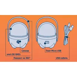 Ліхтар Quantum Big Pretty LED + Мicro USB кабель в комплекті (QM-FL3011) - мініатюра 3