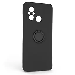 Силиконовый чехол для Xiaomi Redmi 12C, Icon Ring, черный, панель-накладка, с кольцом-подставкой на 360°, противоударный, возможность использования магнитных держателей, ArmorStandart (ARM68791)