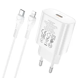 МЗП Hoco N22 Jetta PD25W charger set ( C to iP ) ( EU ) White - мініатюра 3