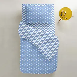 Набір простирадл полуторне Cosas WHITE/LIGHT BLUE ZIGZAG 155х240 см (SetSheet_White_ZigLBlue_155х240) - мініатюра 4