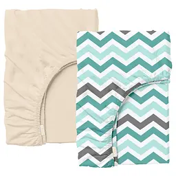 Набір простирадло на резинці 90х200 BEIGE / MINT ZIGZAG COSAS (4822052057551)