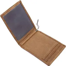 Затискач для грошей 14532 з натуральної шкіри Vintage коричневий - мініатюра 3