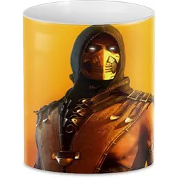 Кухоль GeekLand Mortal Kombat Мортал Комбат скорпіон жовтий фон MK.02.33 330 мл білий - мініатюра 3