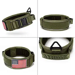 Нашийник для собак Harness Tactical, широкий нейлоновий з металевою пряжкою-фастекс M, Зелений - мініатюра 3