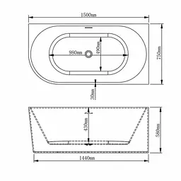 Кутова акрилова ванна VBI Nordend Right 150x75, біла VBI-070715R - мініатюра 6