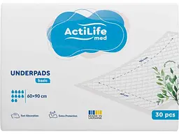 Пелюшки для дорослих ACTILIFE 30 гігієнічні поглинаючі Actilife Med Basic 60х90смшт