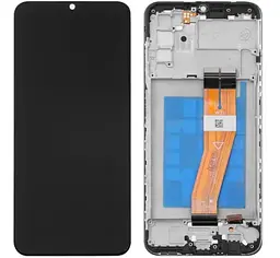 Дисплей (LCD) Samsung A037G Galaxy A03s (жовтий шлейф) із сенсором чорний + рамка