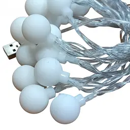 Новорічна гірлянда Кульки з прозорим проводом від USB 3 метри білий теплий - мініатюра 3