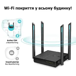 Маршрутизатор TP-Link ARCHER C64 AC1200 4xGE LAN 1xGE WAN MU-MIMO - мініатюра 4