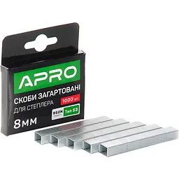 Скоби для будівельного степлера механічного APRO 8 x 11.3 x 0.7 мм розжарена в упаковці 1000 шт.