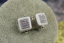 Сережки Xuping Jewelry віконце з білою керамікою 10 мм сріблясті