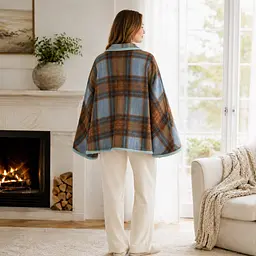 Універсальний плед-халат-шаль Solve у коричнево-сіру клітинку 100 x 140 см (KT9000916) - мініатюра 6