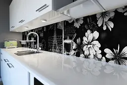 Кухонний фартух Чорно-білий Париж вінілова наклейка квіти написи Абстракція 65х250 см Happy Pocket Z180761 - мініатюра 6