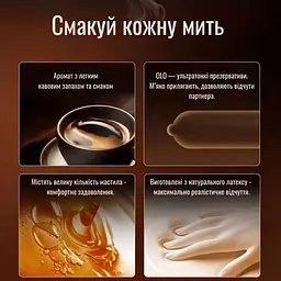 Ультратонкі латексні презервативи OLO Coffee з гіалуроновою кислотою та ароматом кави 0.03 мм 160х52 мм 10 шт - мініатюра 4