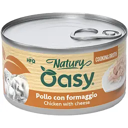 Вологий корм Oasy Cat Wet Natury для дорослих котів курка з сиром у соусі 85 г