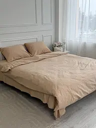 Постельное белье двуспальное Dushka Home Вареный хлопок премиум 21701 180х215 см карамельное