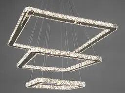 Люстра стельова LED Diasha 7220-9W/650+500+340HR Люксовий Каскад, 110W, кришталева, хром, сучасний стиль