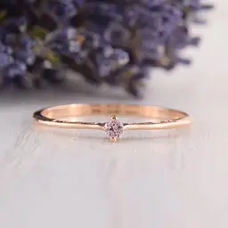 Каблучка з червоного золота з ніжно рожевим фіанітам 18 K-0107 - мініатюра 4