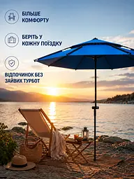 Пляжна туристична парасоля 210 см синя швидкозбірна з чохлом для моря, риболовлі та кемпінгу (49676249) - мініатюра 8