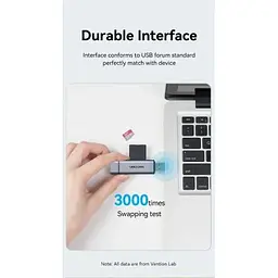 Зчитувач флеш-карт Vention USB 3.0 AM/USB-C to SD+TF Gray Dual Drive Letter Aluminum Alloy (CLLH0) - мініатюра 7