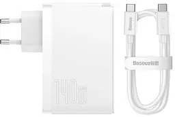 Адаптер - блок на 3 порти - зарядне Baseus Gan5 Pro Fast Charger 140W (CCGP100202) + кабель C to C - мініатюра 3