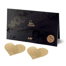 Наклейки на соски Bijoux Indiscrets Flash Glitter Pasties Heart 2 шт. золотий - мініатюра 2