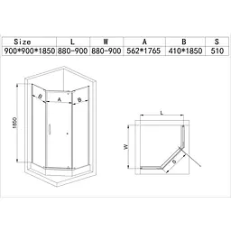 Душова кабіна з низьким піддоном Mixxus Lines SCT01-90x90x198-Tr прозоре скло 6мм New (в 2 ящ) chrome MI8370, Хром, прозорий, хром - мініатюра 10