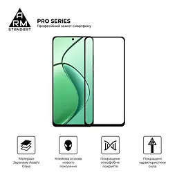Захисне скло на Realme C65 5G/12 5G/Narzo 70x 5G/13 5G з олеофобним покриттям, Pro, повне проклеювання, антистатичний і пиловідштовхуючий шар, 9H, самоклеючеся, 2.5D, на весь екран, антистатичний клей, ArmorStandart (ARM77900) - мініатюра 2