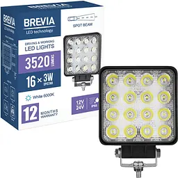 LED фара Brevia Sport Далеке світло 10-30V 48W (16x3W) 3520Lm Алюмінієвий корпус IP68 (10652QSX1) - мініатюра 8