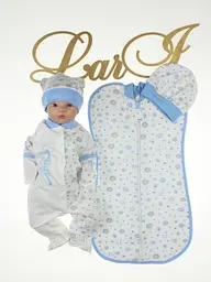 Набір одягу для новонародженого 4 речі + європелюшка Baby розмір 56 см Lari Блакитний