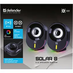 Акустична система 2.0 Defender Solar 8, 10Вт, Bluetooth, RGB підсвітка, USB, чорна - мініатюра 7