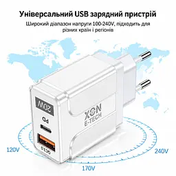 Зарядний пристрій XON PowerCharge 20W (PD20) USB Type-C (PCWA020020A1С1W 6143) Білий - мініатюра 6